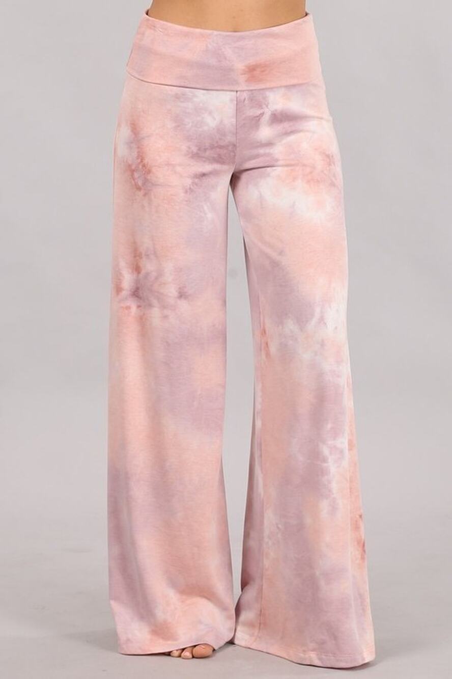 Chatoyant Plus Size Lilac Mauve Tie Dye Palazzo Pants 3XL